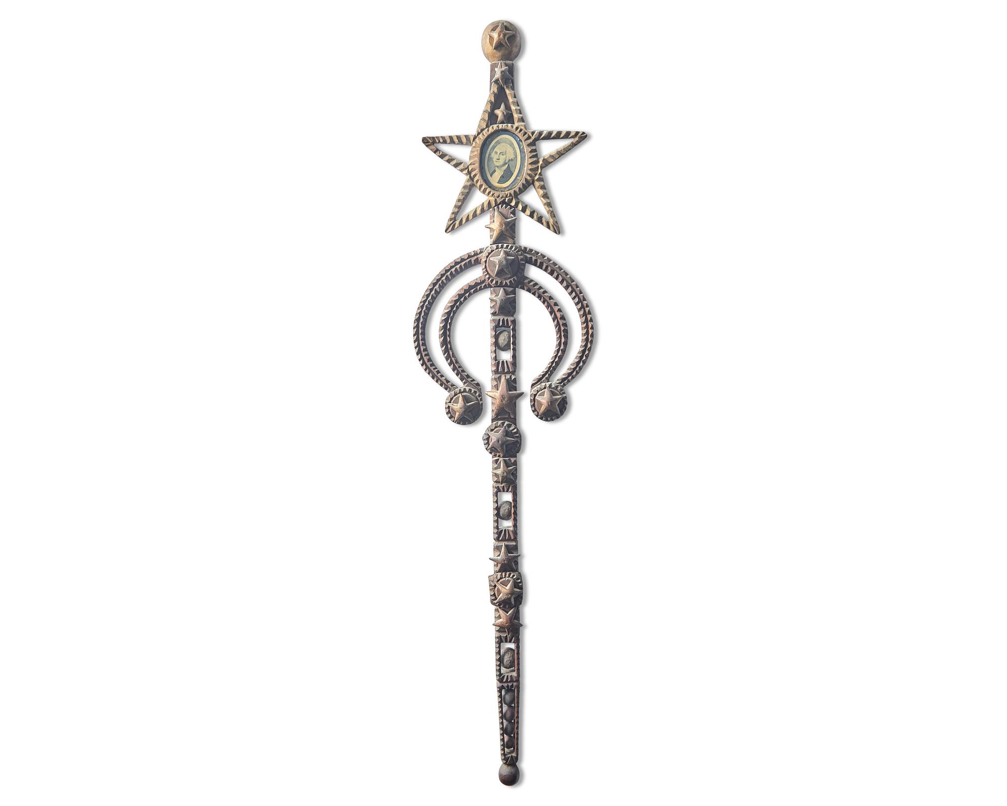 A Painted Tramp Art Presentation Sword Commemorating George Washington, Circa 1900