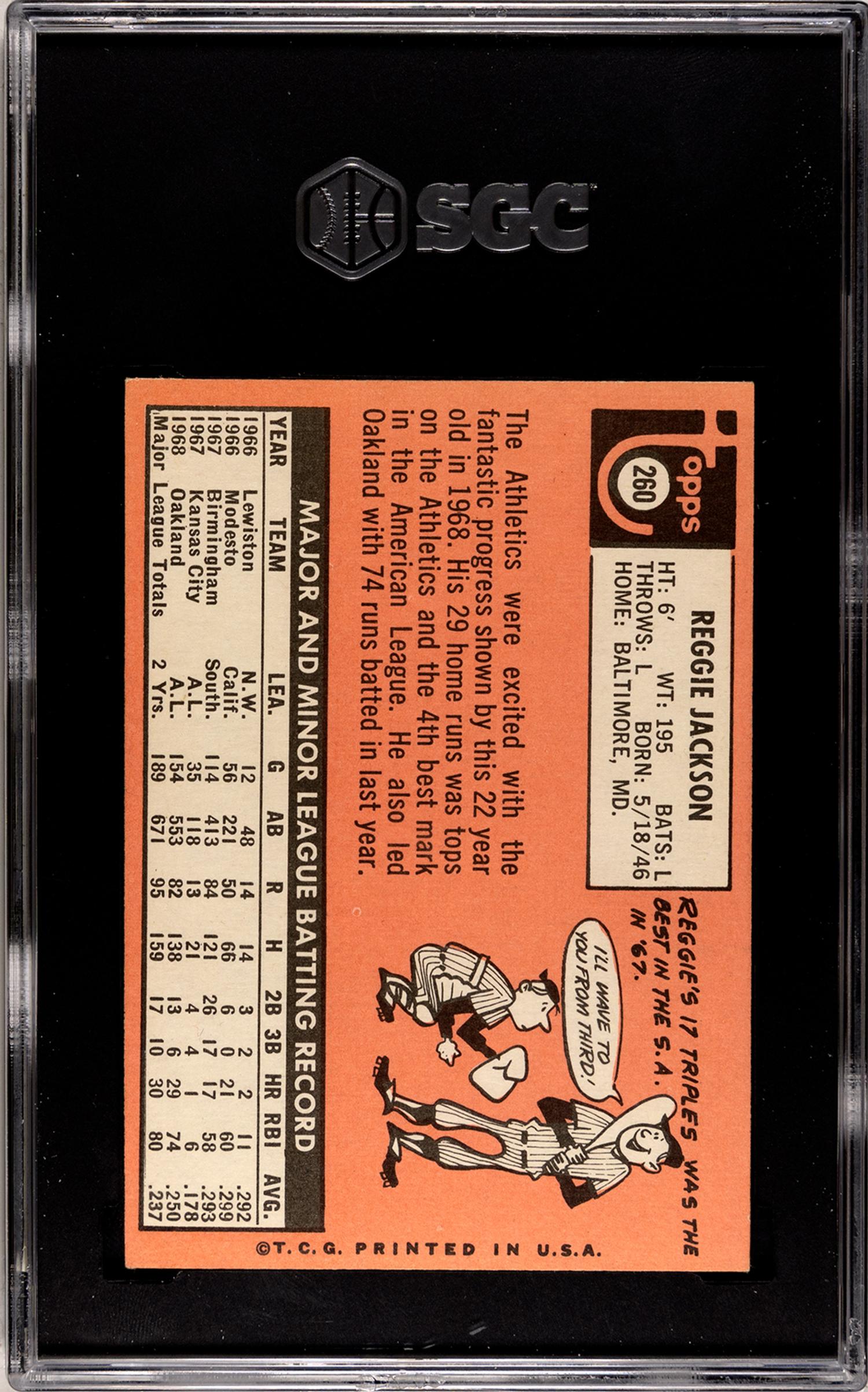 A 1969 Topps Reggie Jackson Rookie Baseball Card No. 260 (SGC 4 VG-EX)