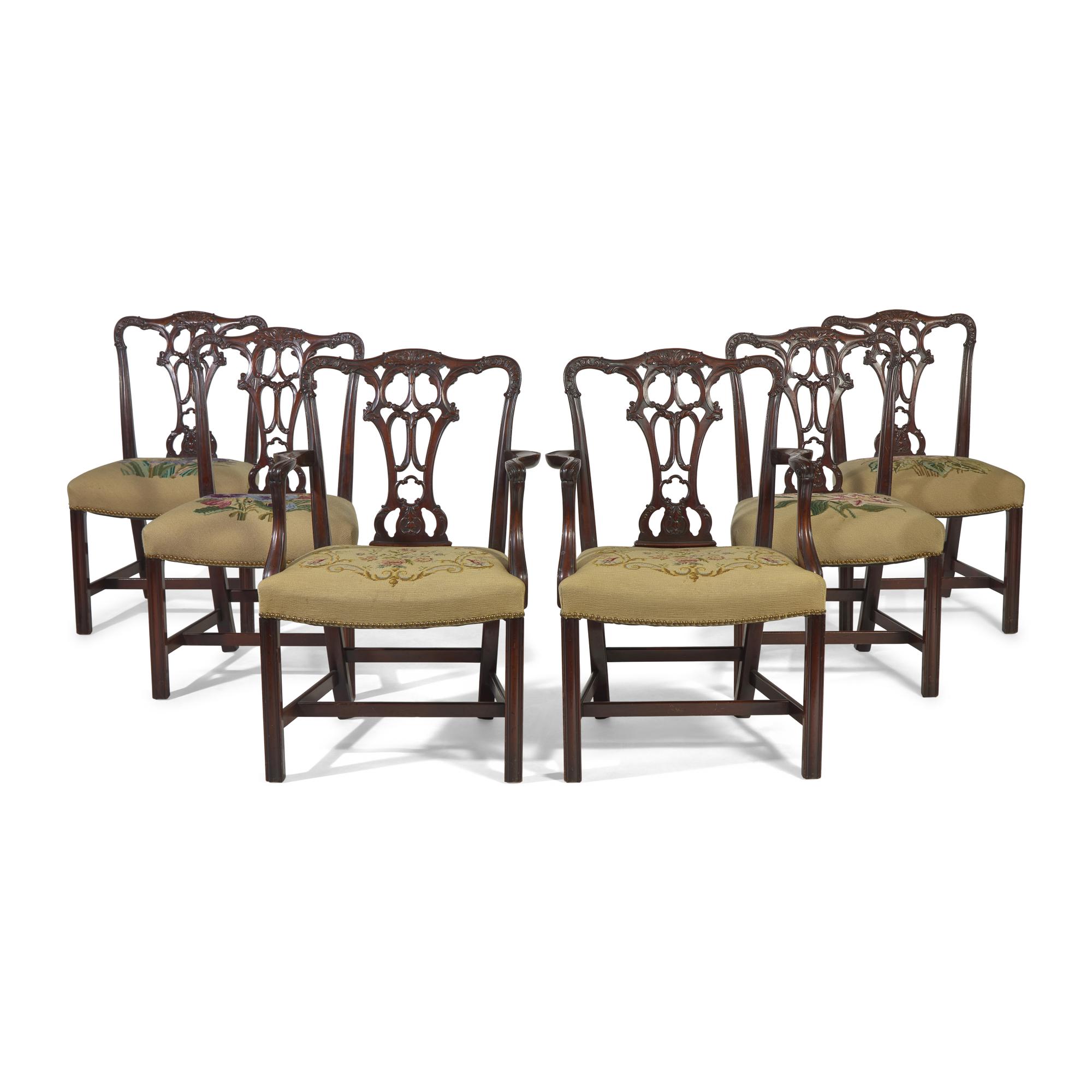 A Set of Six George III Style Mahogany Dining Chairs