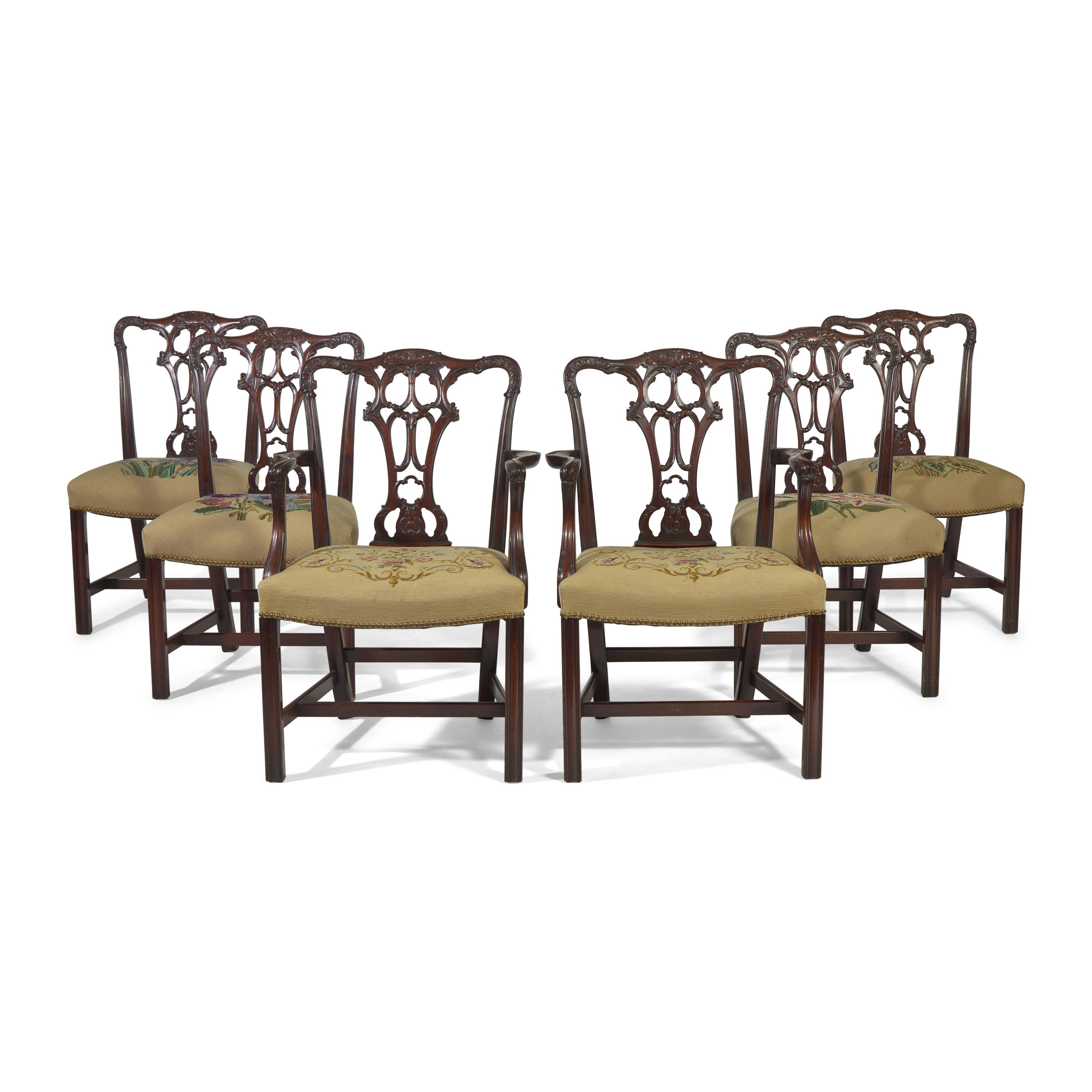 A Set of Six George III Style Mahogany Dining Chairs