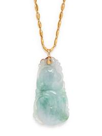 YELLOW GOLD AND JADE PENDANT/NECKLACE