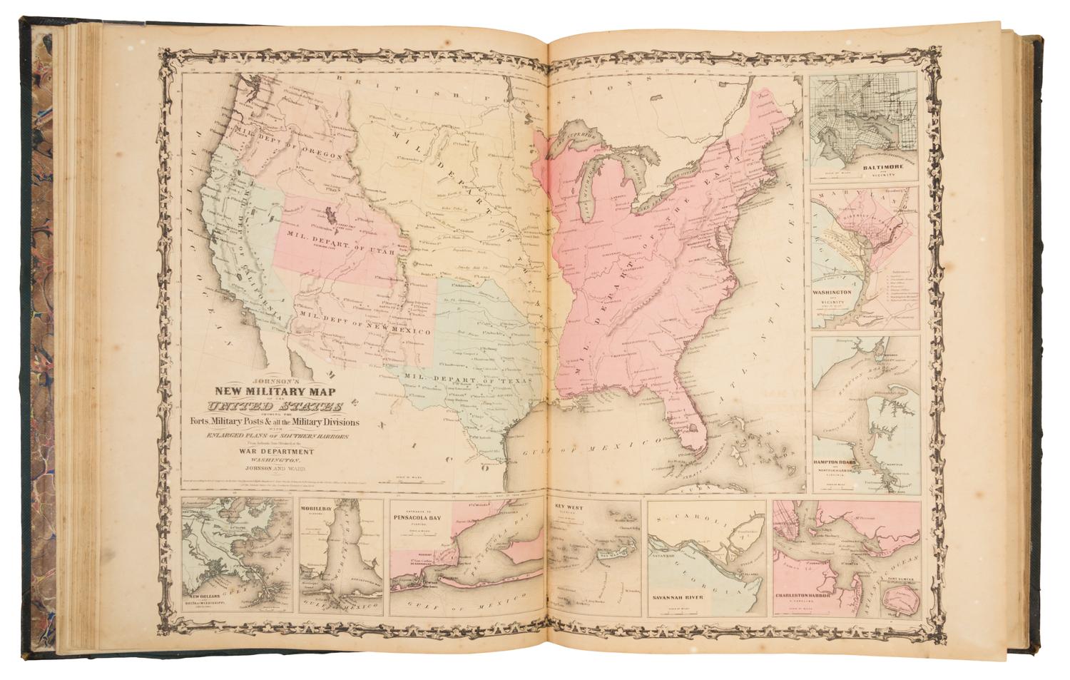 JOHNSON, Alvin J. (1827-1884). Johnson's New Illustrated (Steel Plate) Family Atlas. New York: Johnson and Browning, 1862.