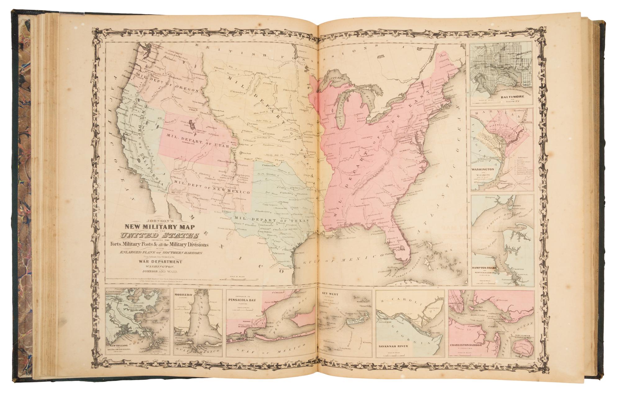 JOHNSON, Alvin J. (1827-1884). Johnson's New Illustrated (Steel Plate) Family Atlas. New York: Johnson and Browning, 1862.