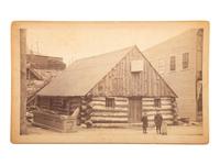 [HARRISON, Benjamin]. Albumen photographs showing Harrison and Morton campaign and Republican log cabins.