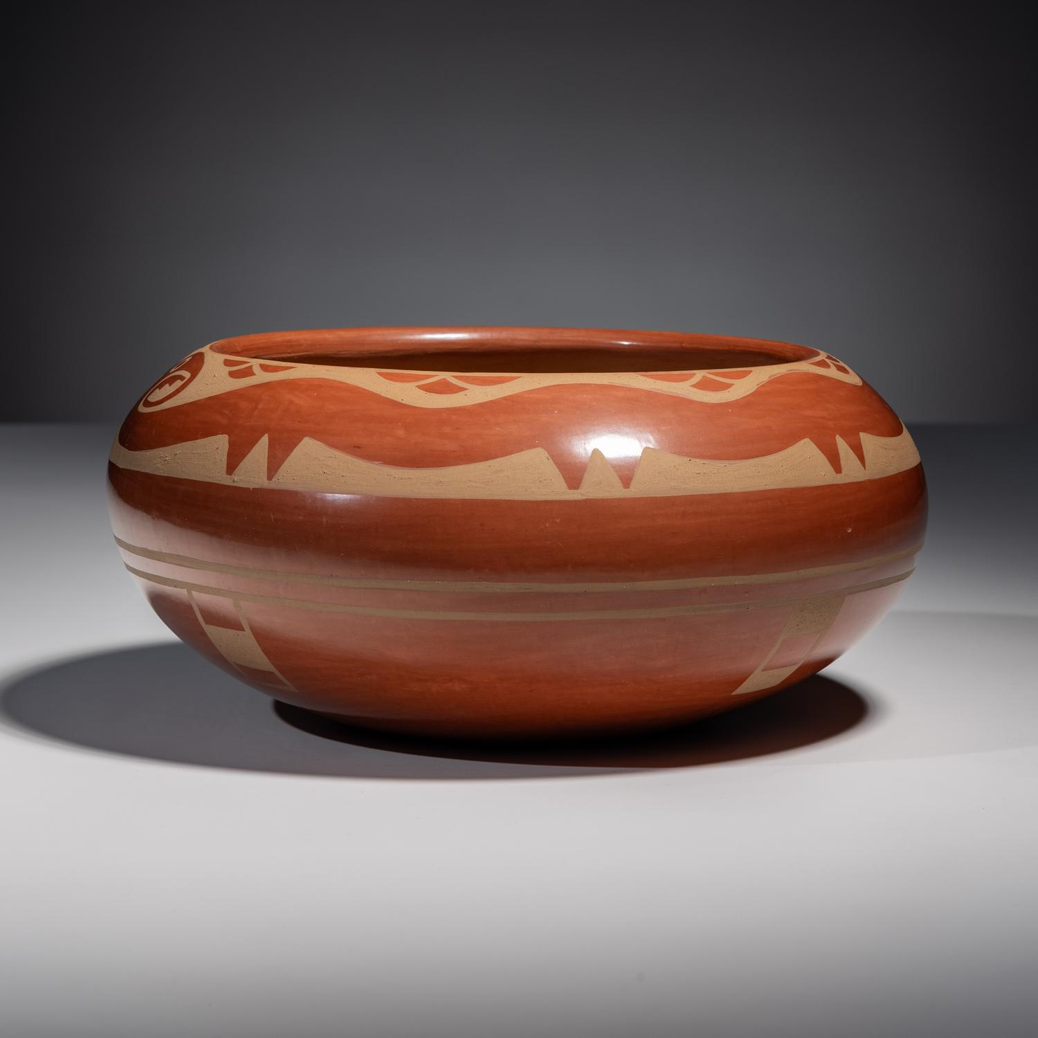 Redware Pottery Bowl, with Avanyu