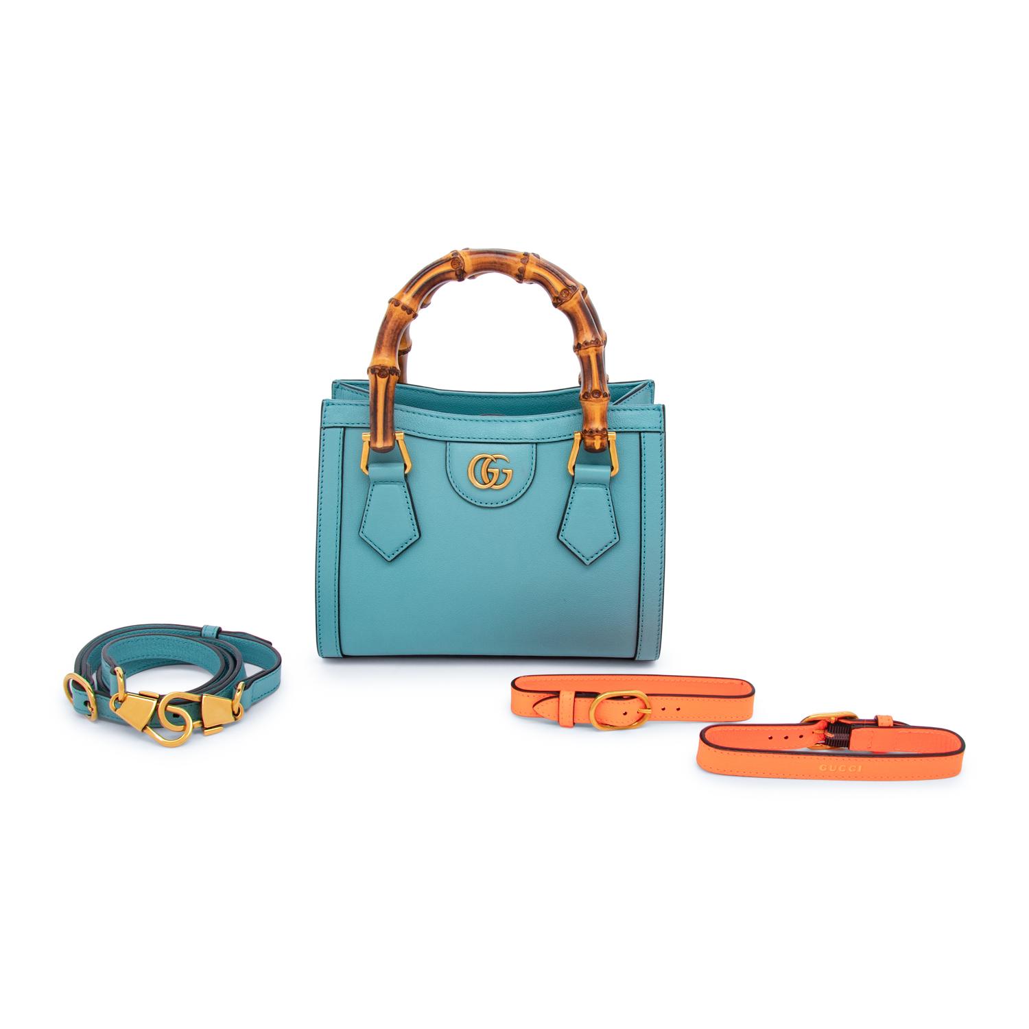 GUCCI, SMALL BLUE DIANA BAG