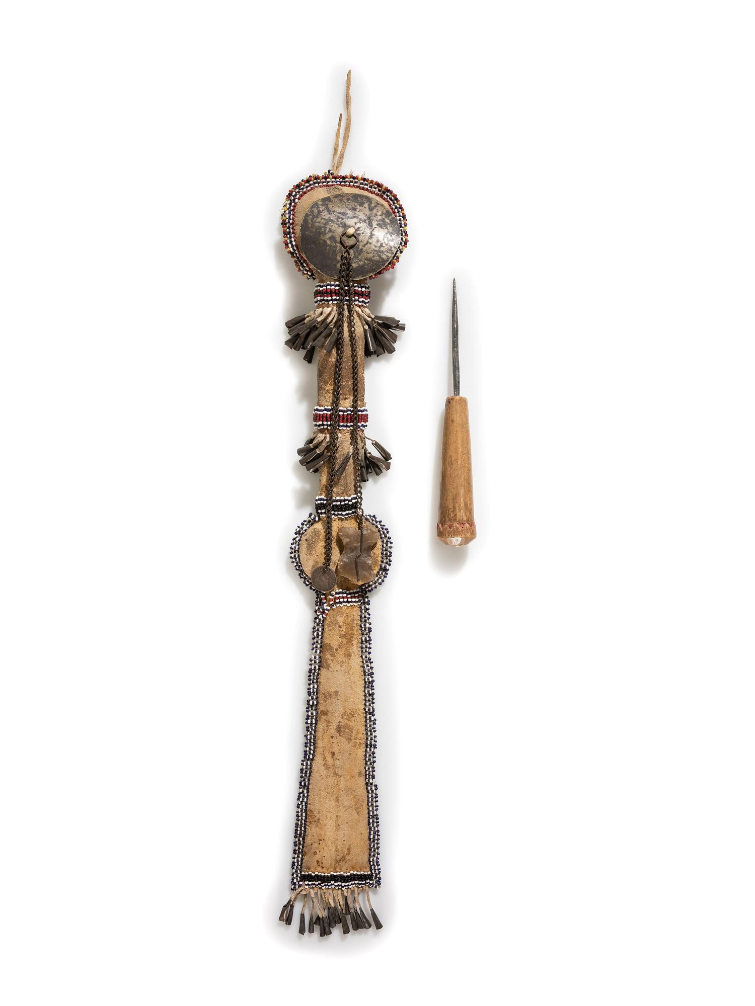 Apache Beaded Hide Awl Case, with Awl
