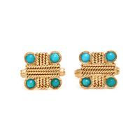 YELLOW GOLD AND TURQUOISE CUFFLINKS