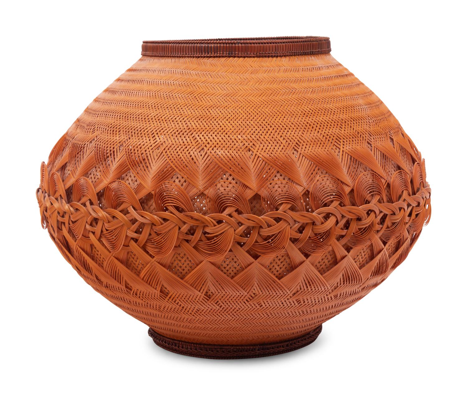 A Japanese Ikebana Bamboo Flower Arranging Basket