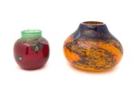 An Elbe Mottled Glass Vase Height of first 6 1/2 inches.
