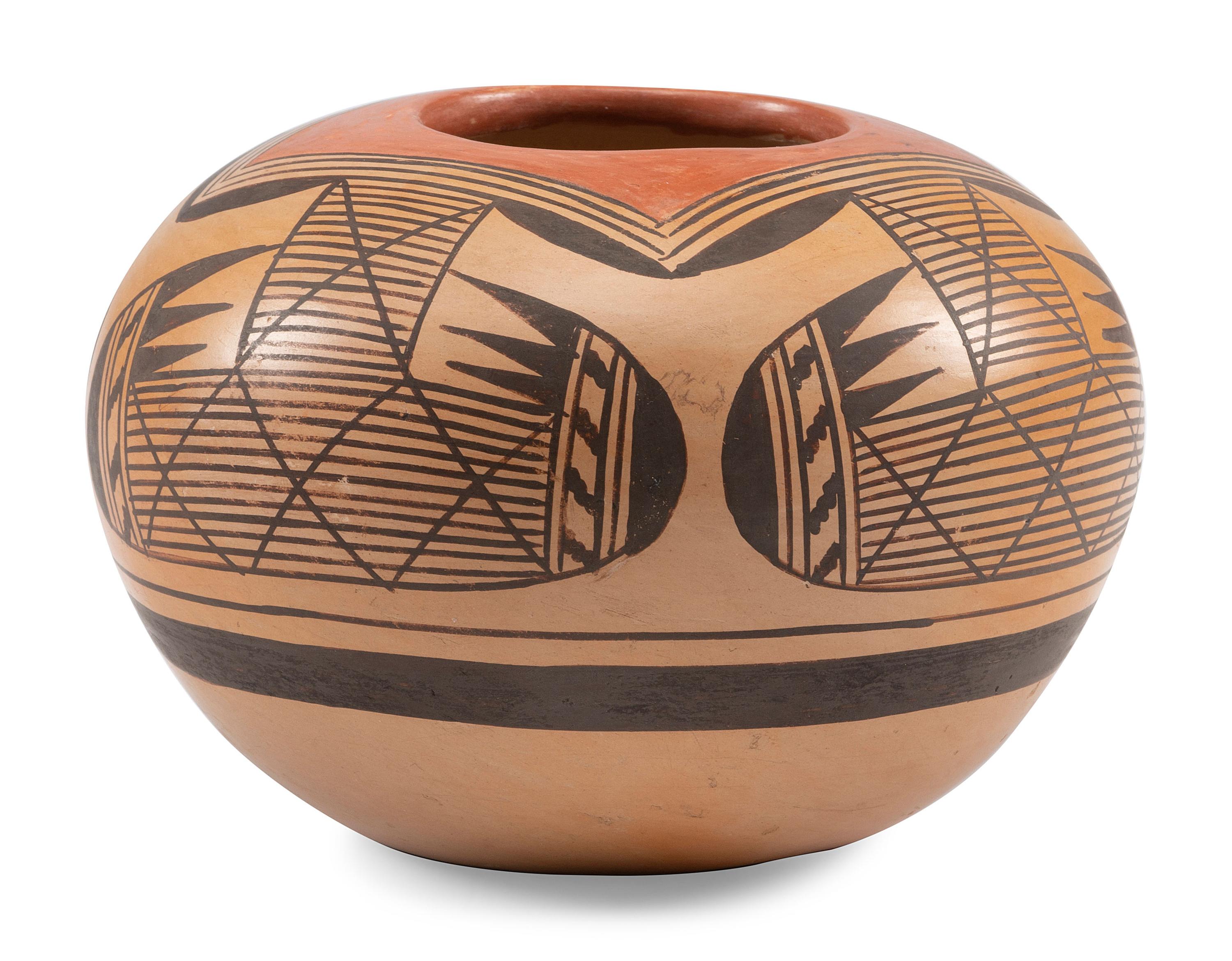 Pottery Bowl, with Eagle Wing Pattern