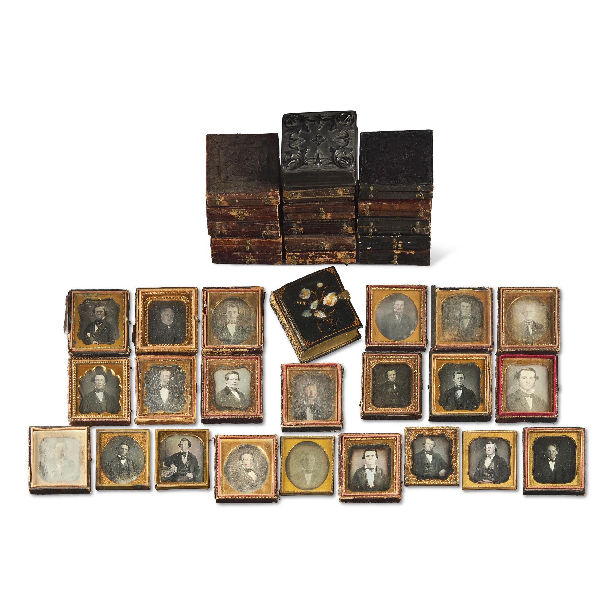 [Early Photography] Group of 39 Sixth Plate Daguerreotypes of Men