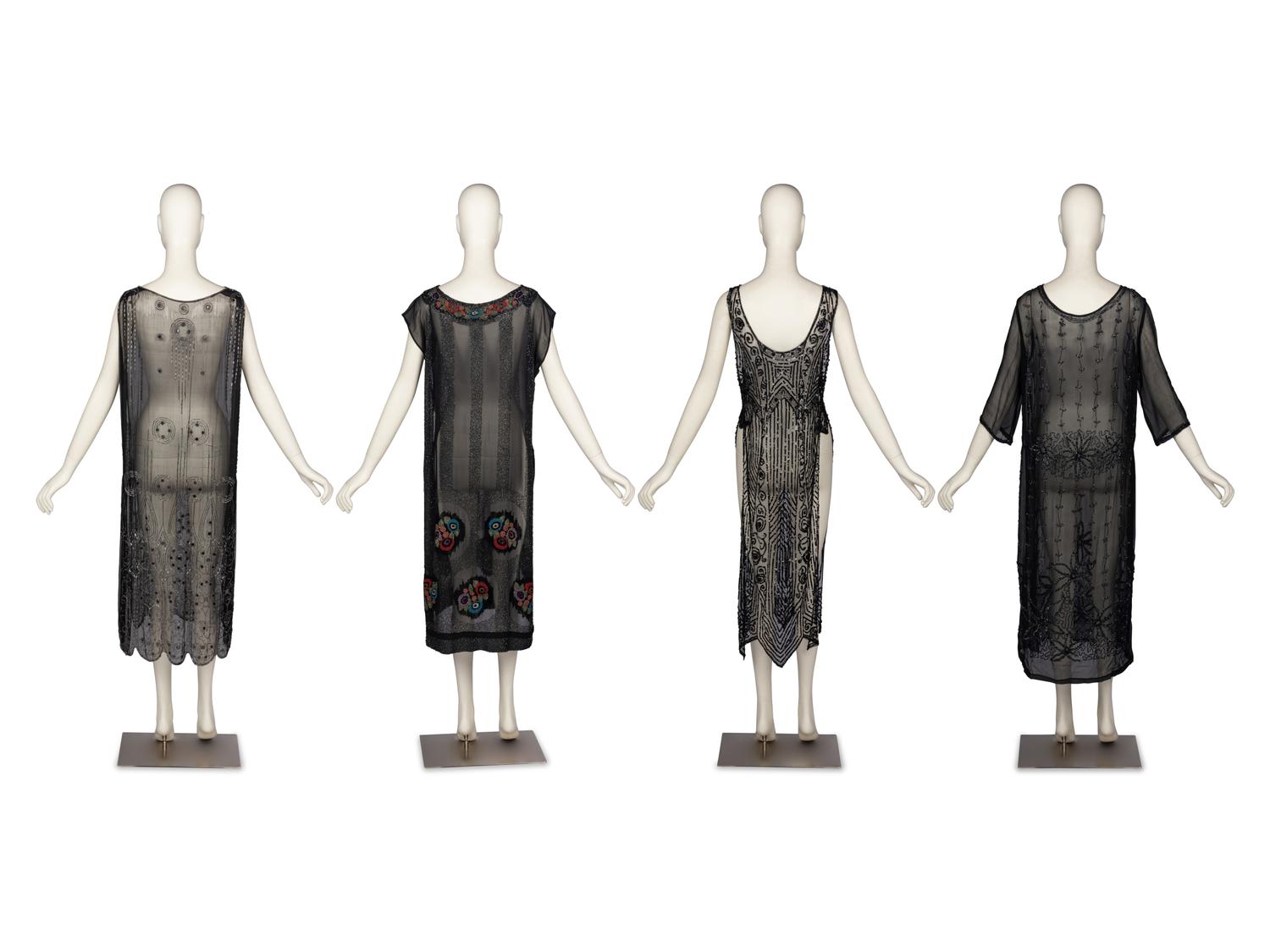 Four Sheer Beaded Dresses