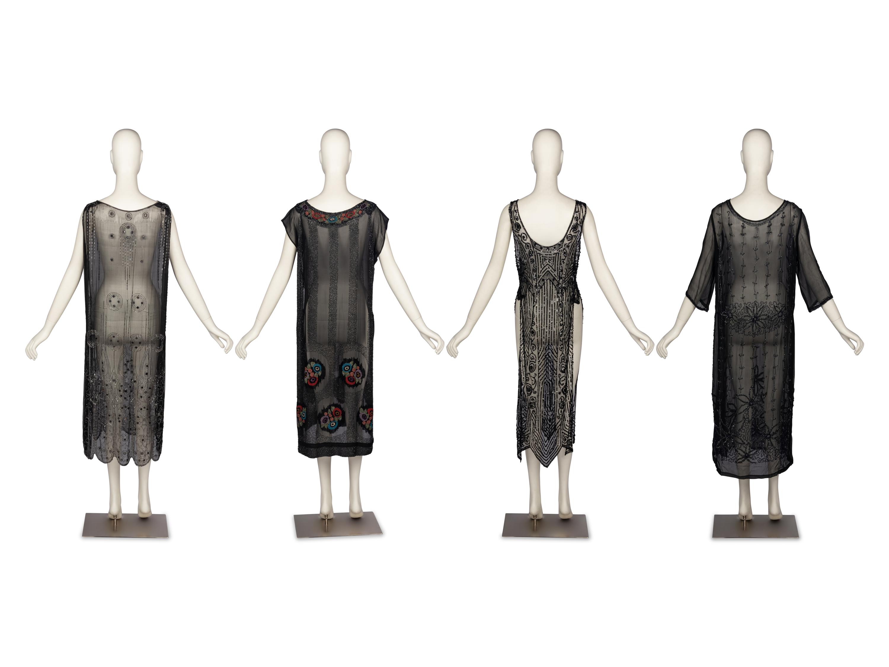 Four Sheer Beaded Dresses