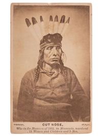 [NATIVE AMERICANS]. WHITNEY, Joel, photographer. CDV of Cut Nose. St. Paul, MN: 1862.