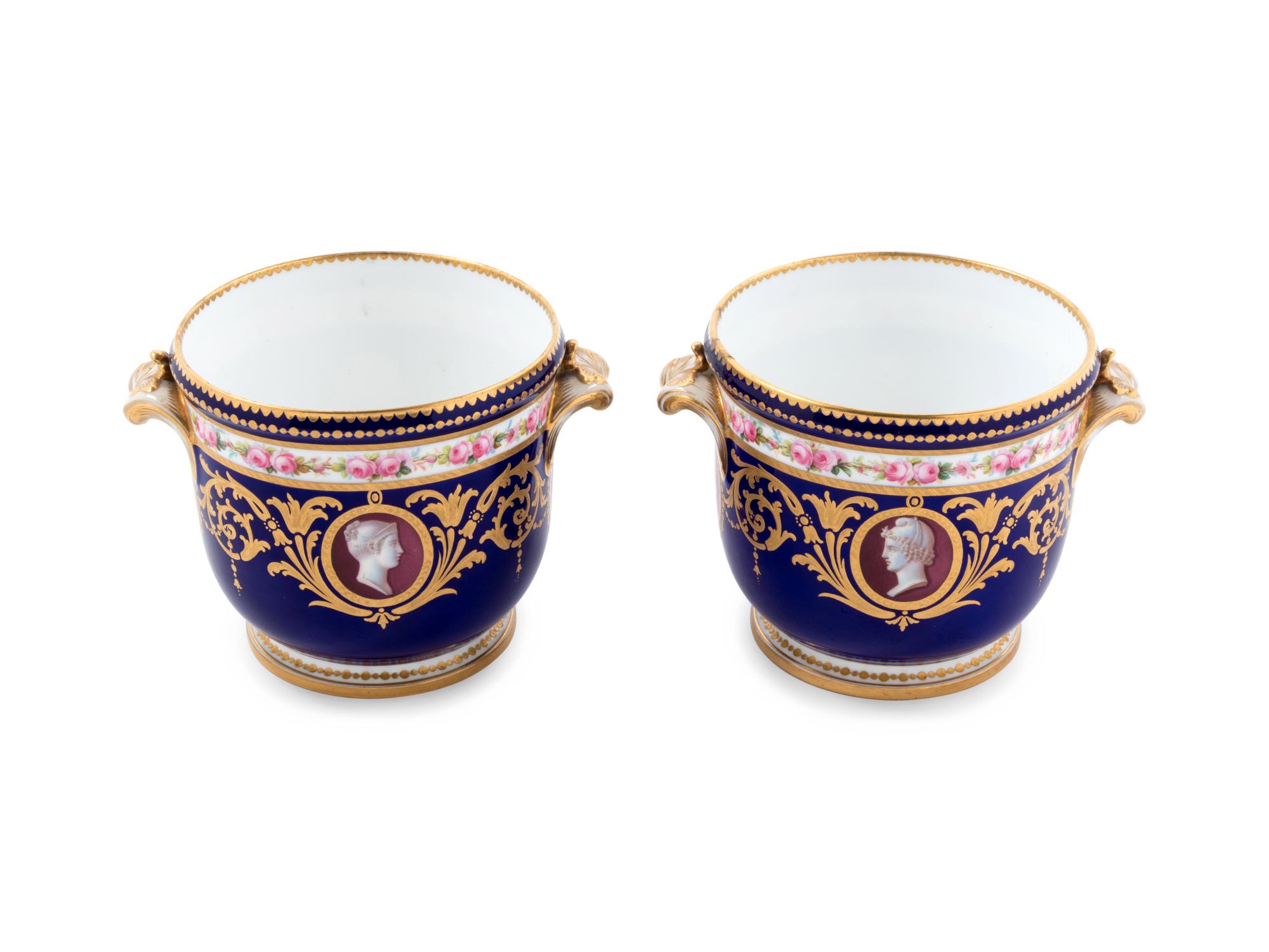 A Pair of Minton Porcelain Cache Pots