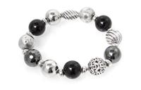 A Sterling Silver, Onyx and Hematite Elements Bead Bracelet, David Yurman, 30.90 dwts.
