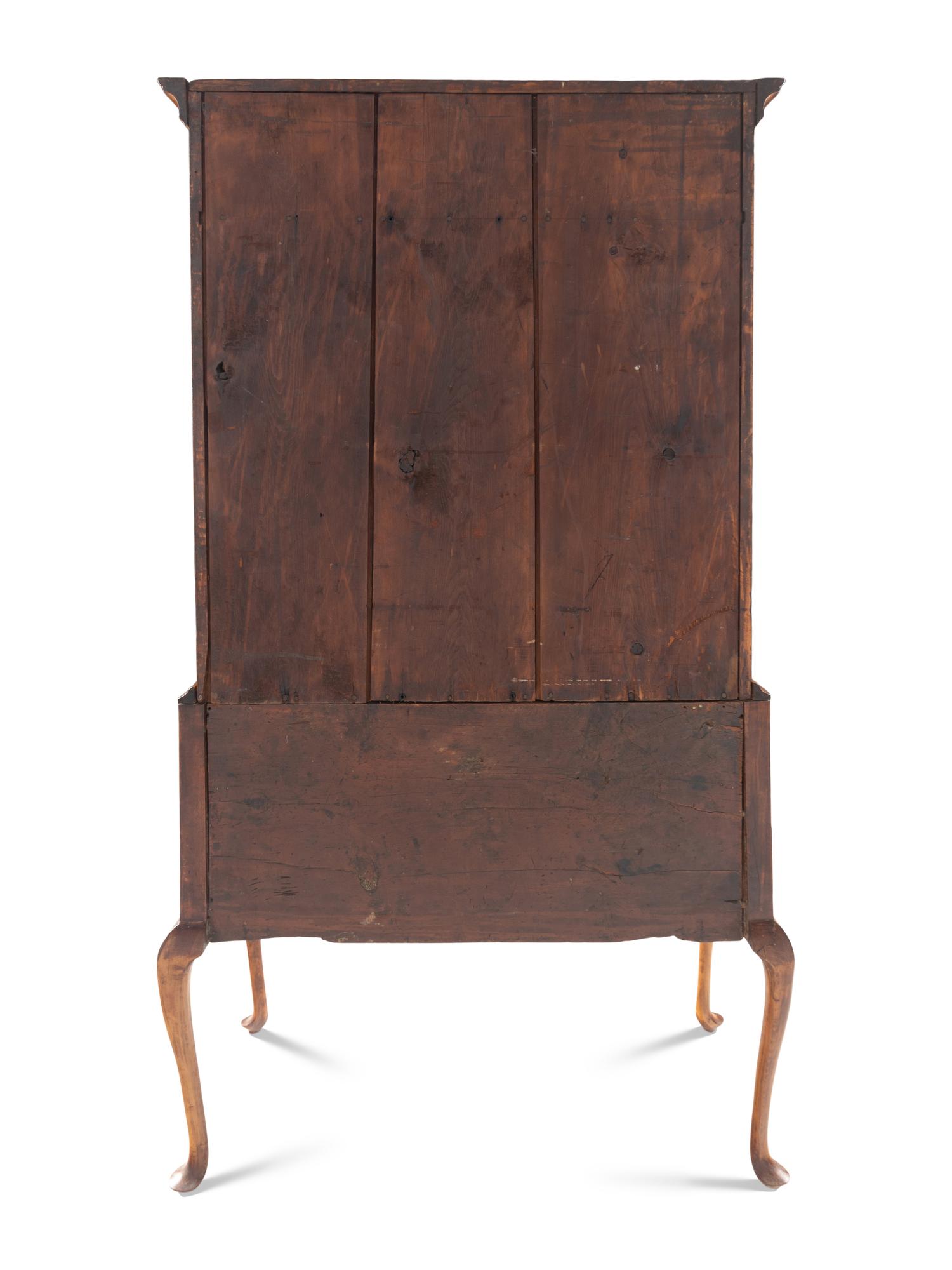 A Queen Anne Fan-Carved Cherrywood Flat-Top High Chest
