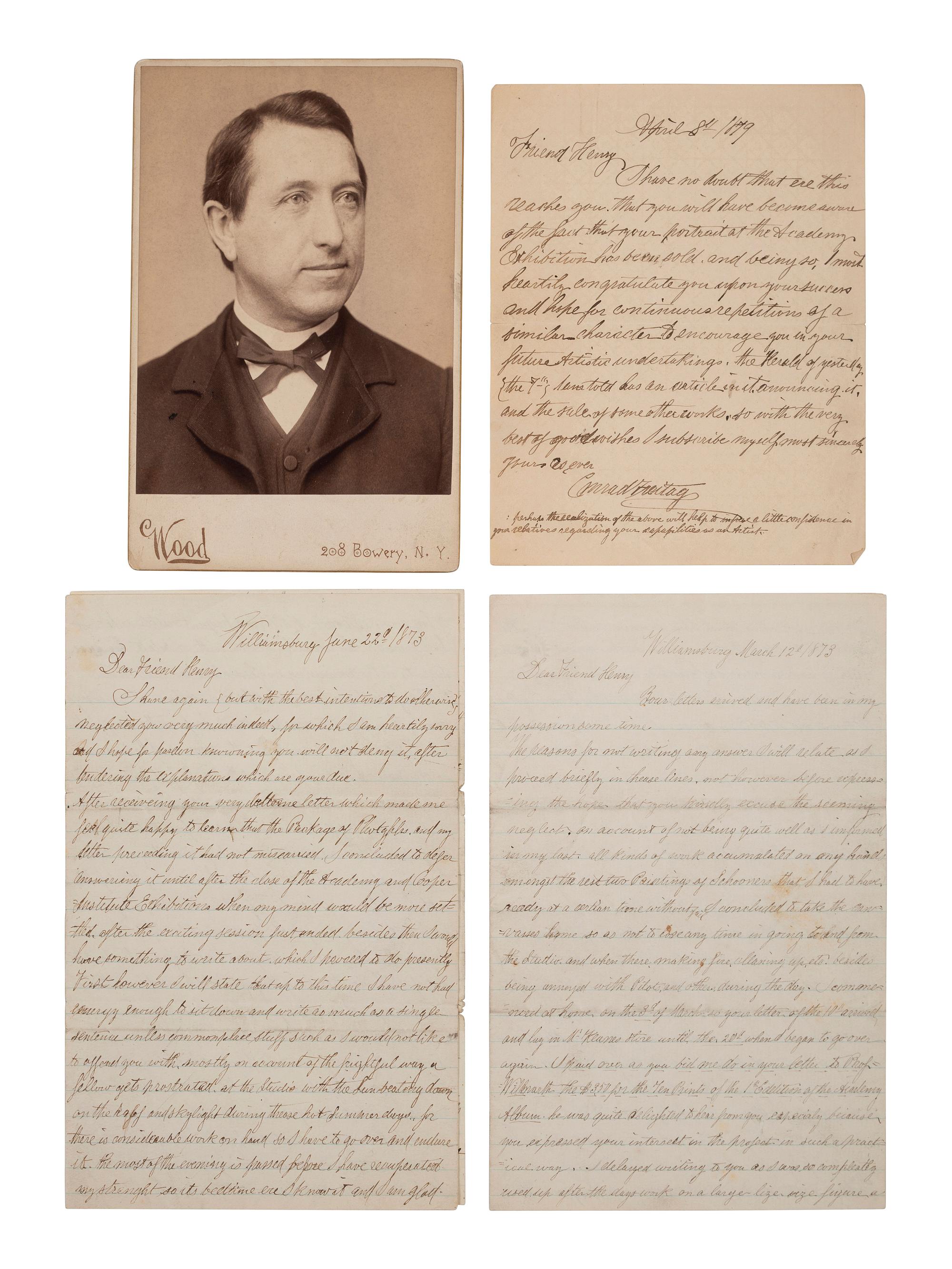 [CIVIL WAR]. Archive of material related to artist and Civil War soldier Conrad Freitag, highlighted by original sketch of Winfield Scott Hancock, correspondence, and cabinet card of the artist.