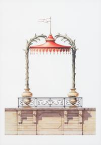 A Group of Gilt Framed Color Reproductions of Dams & Zega's Watercolors Chinoiseries Framed 17 1/2 x 13 5/8 inches. — 20TH CENTURY