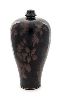 A Russet Splashed Black Glazed Stoneware Vase, Meiping