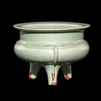 A Chinese Longquan Celadon Glazed Tripod Censer