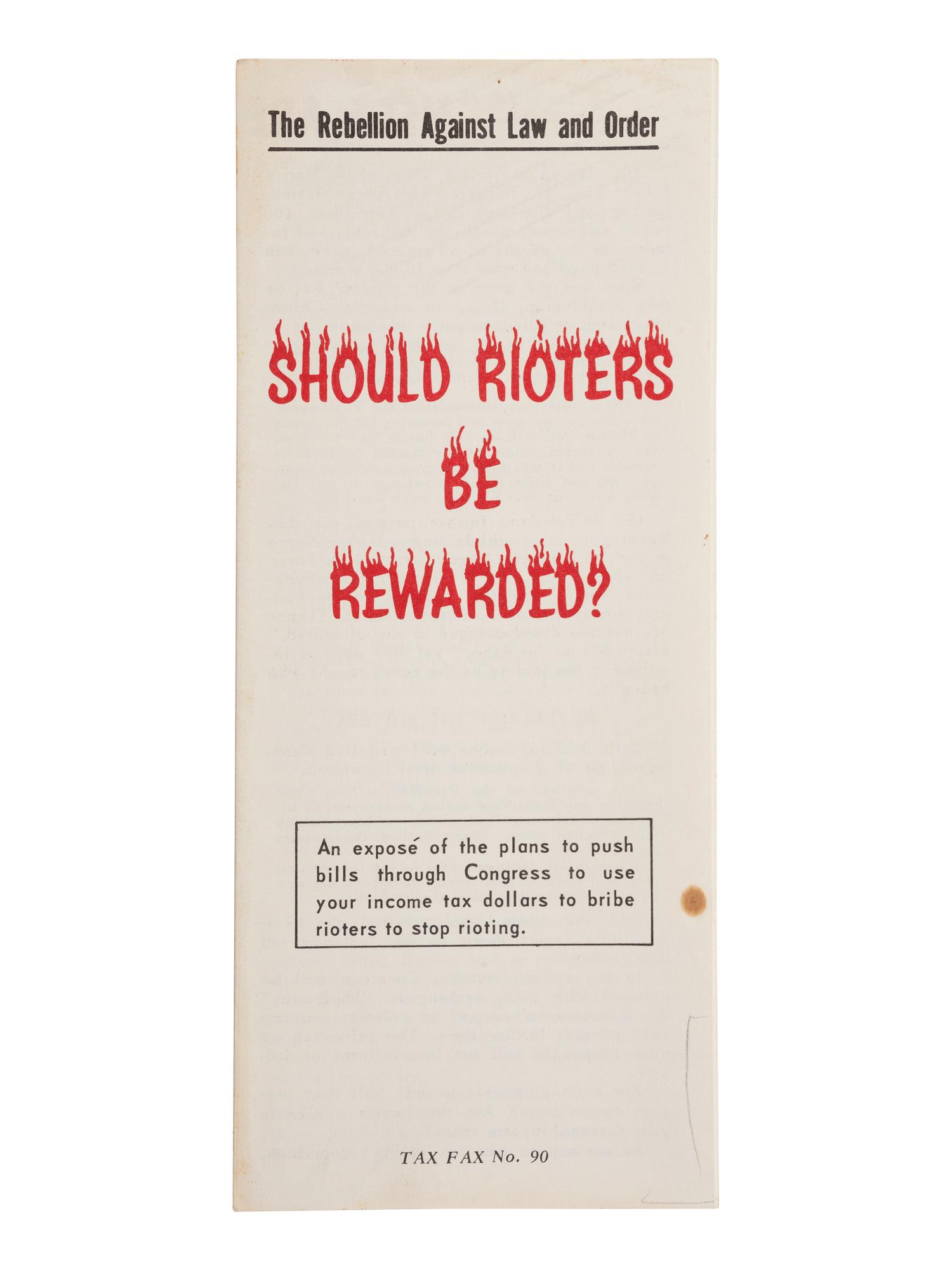 [KING, Martin Luther, Jr. (1929-1968)]. LOUW, Joseph (1939-2003), photographer. Wire photograph capturing the immediate aftermath of the assassination of Martin Luther King, Jr. [With:] Should Rioters be Rewarded pamphlet.