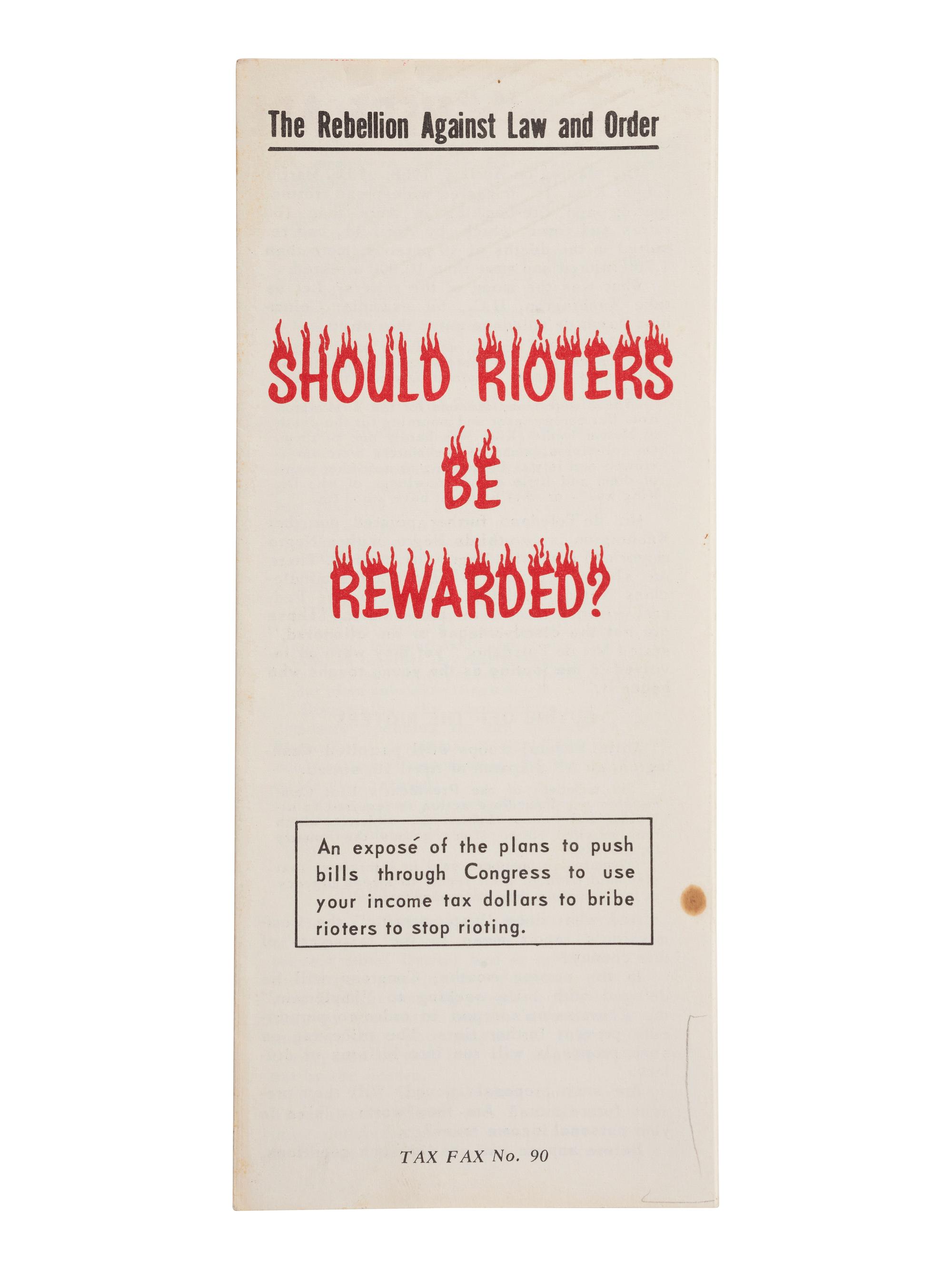 [KING, Martin Luther, Jr. (1929-1968)]. LOUW, Joseph (1939-2003), photographer. Wire photograph capturing the immediate aftermath of the assassination of Martin Luther King, Jr. [With:] Should Rioters be Rewarded pamphlet.
