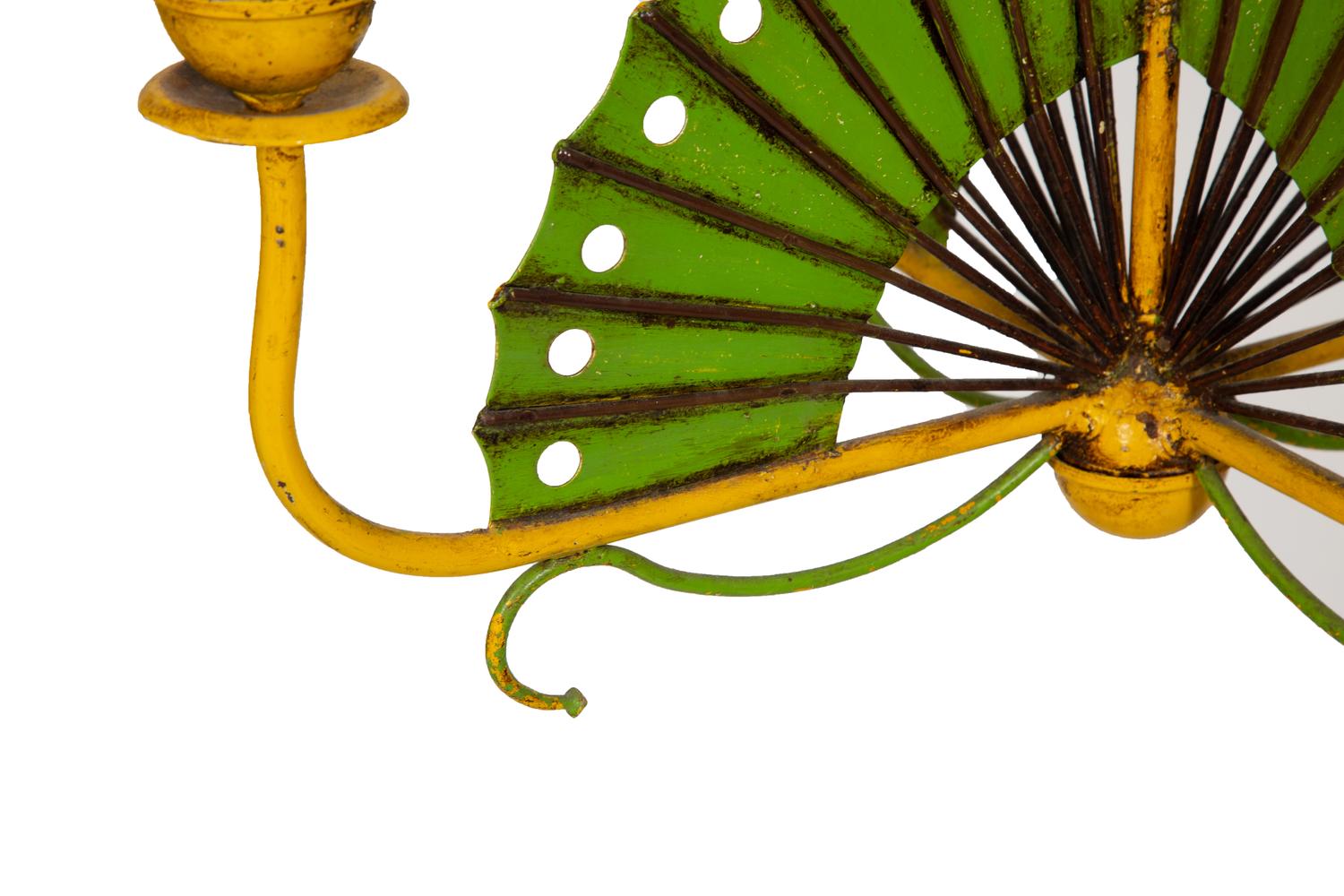 A Painted Metal Fan-Form Four-Light Chandelier