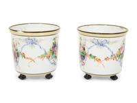 A Pair of French Porcelain Cache Pots