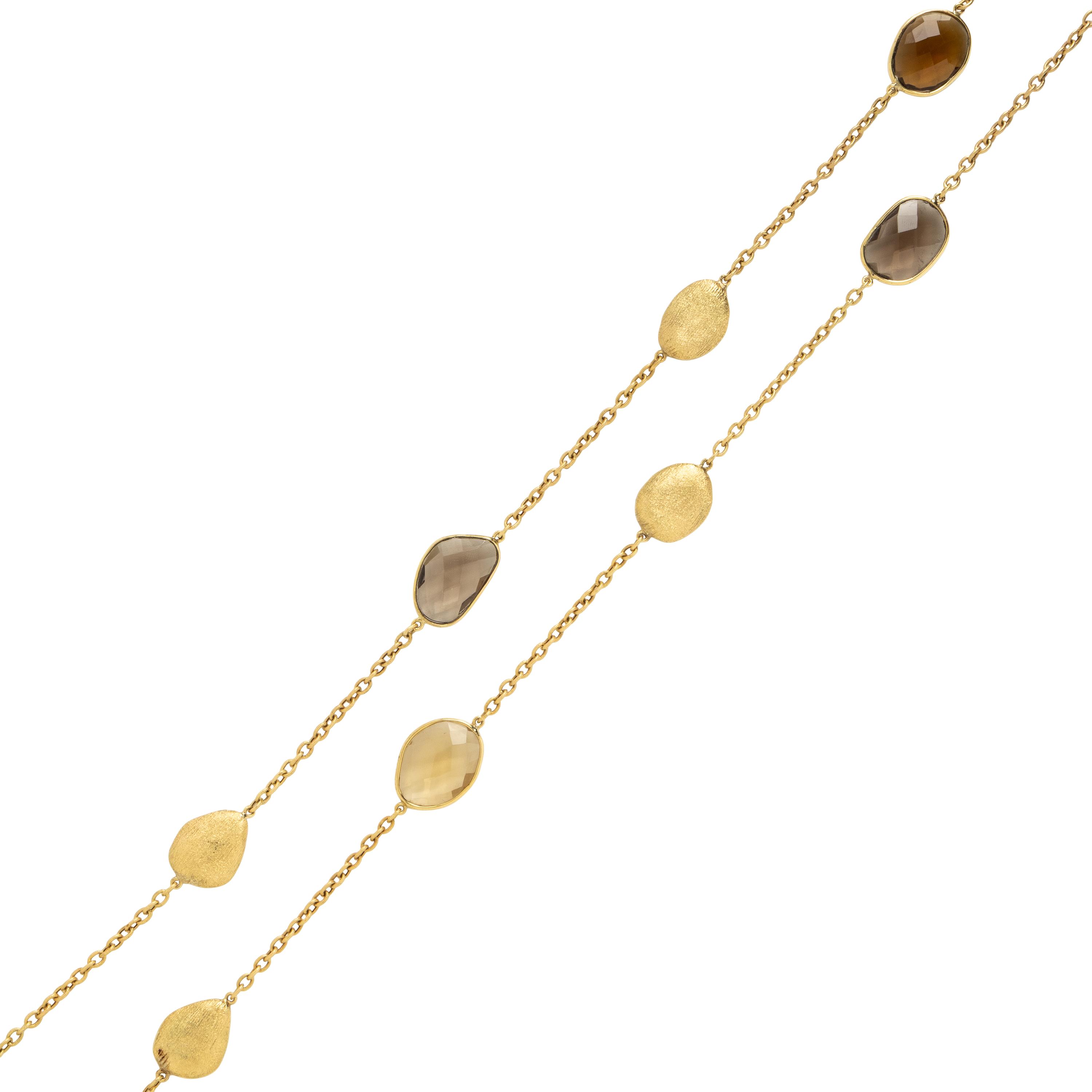 Yvel, Smoky Quartz and Yellow Gold Station Necklace