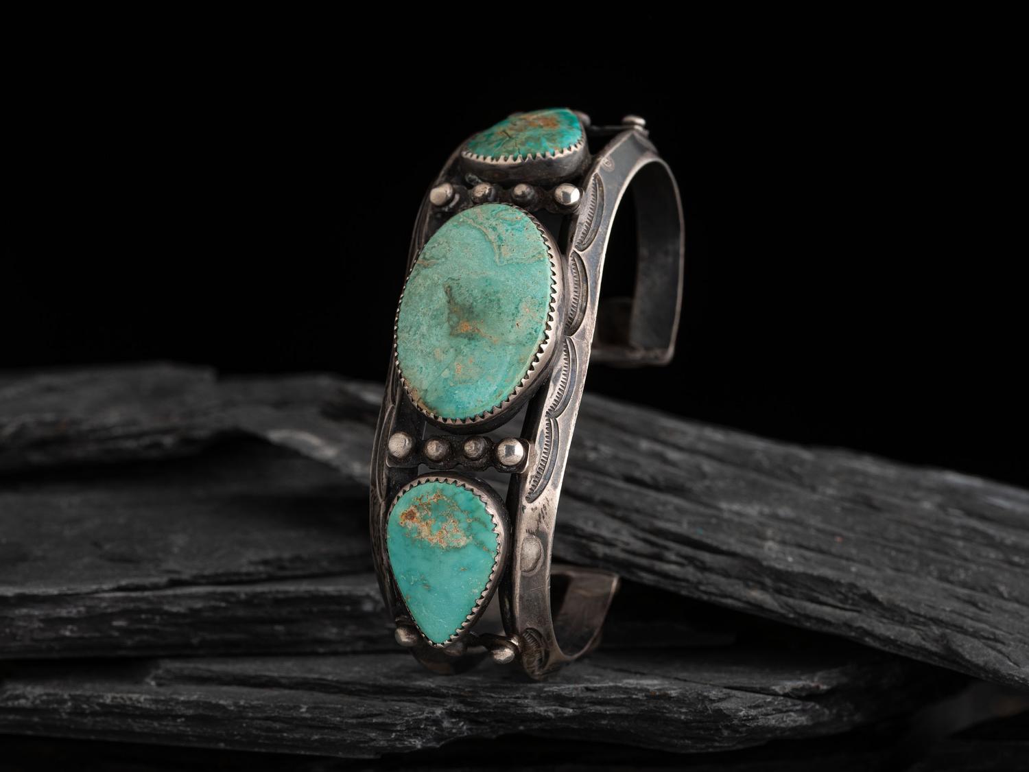 Navajo Silver and Turquoise Cuff Bracelet