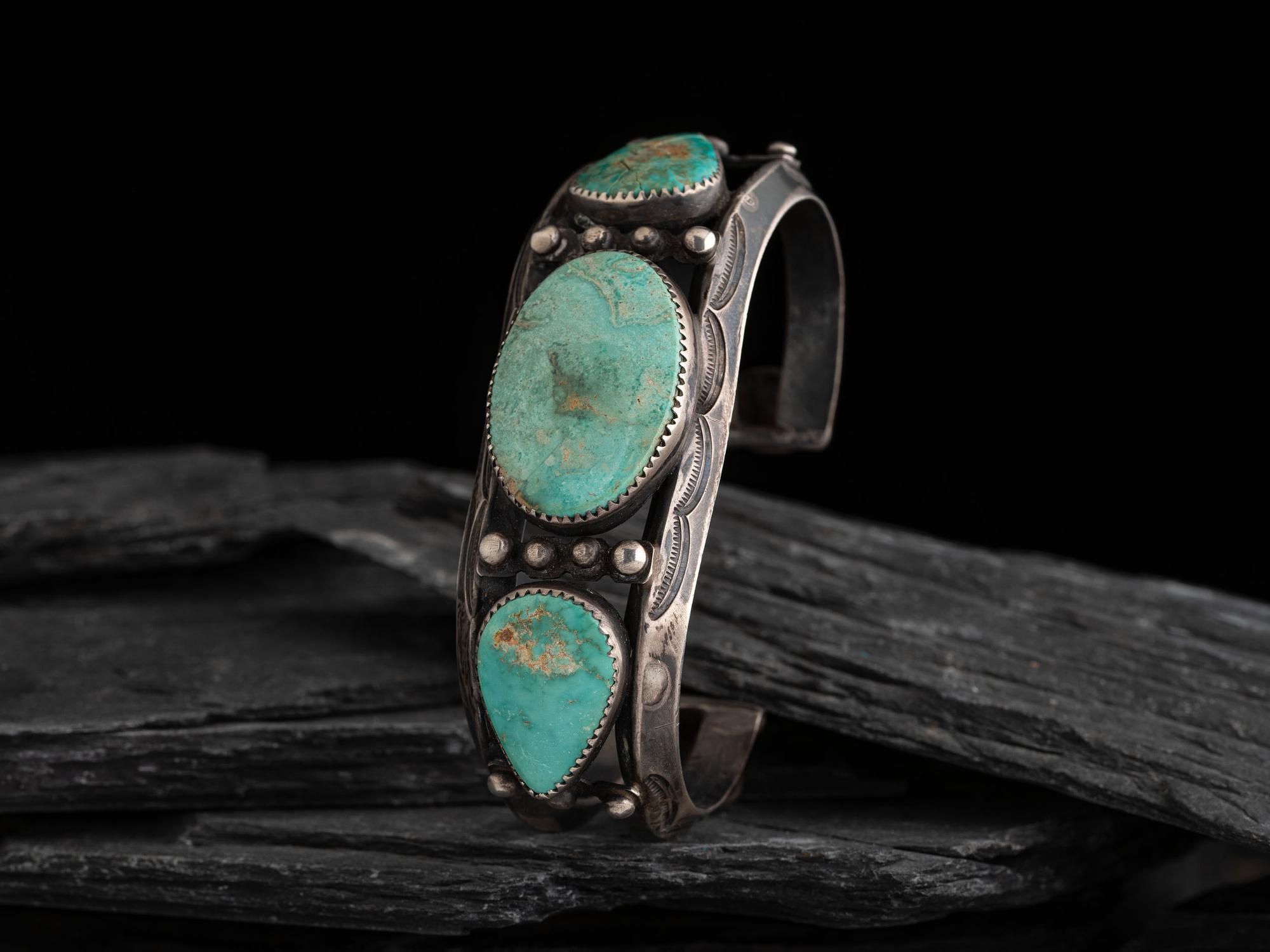 Navajo Silver and Turquoise Cuff Bracelet