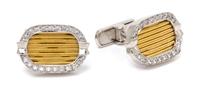 A Pair of 18 Karat Bicolor Gold and Diamond Cufflinks, Simon G., 12.60 dwts.