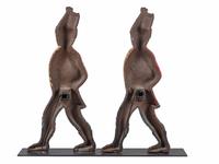 A Pair of Paint Decorated Cast-Iron Hessian Soldier Andiron Supports