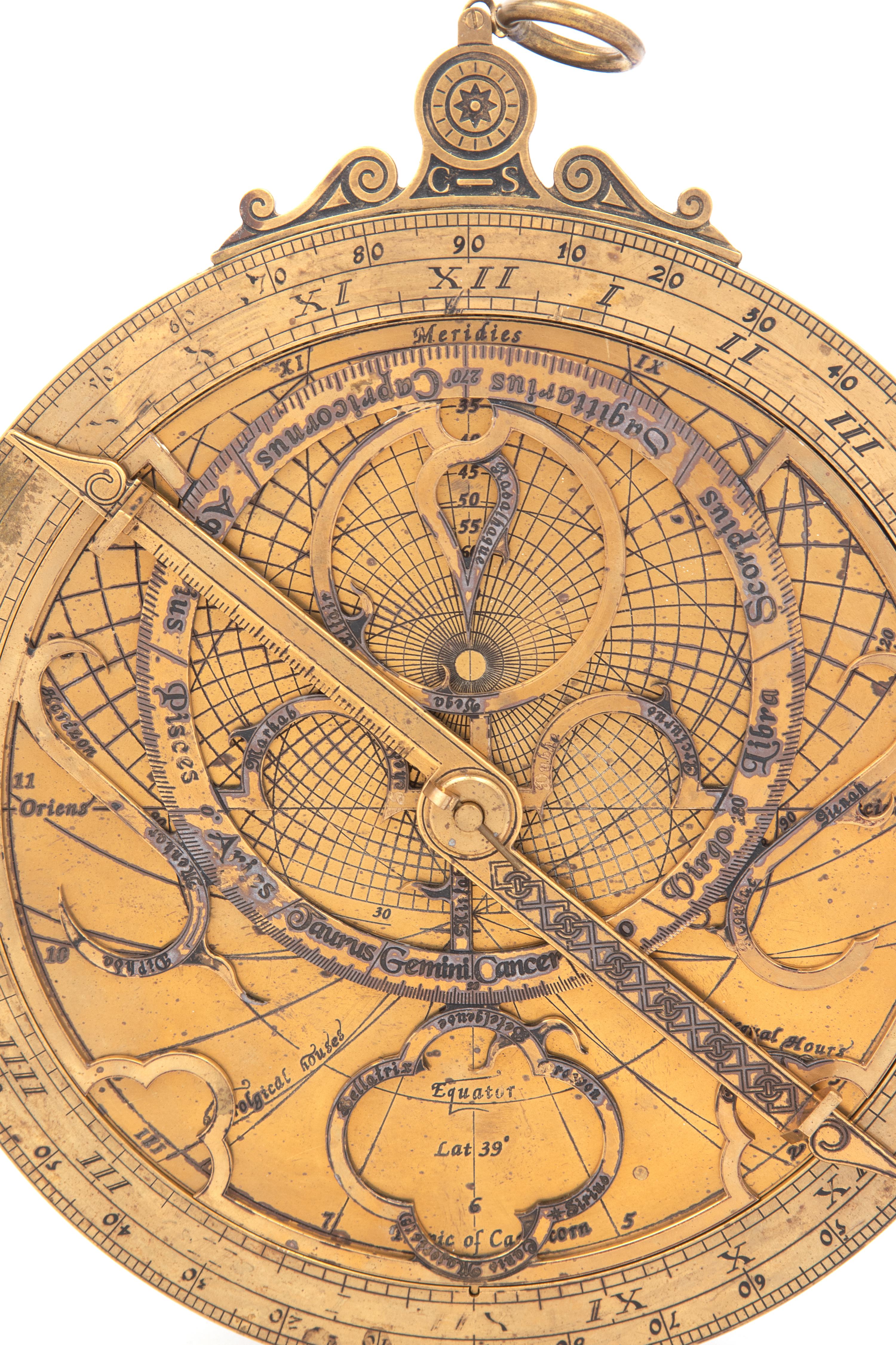 A Reproduction Cased Brass Planispheric Astrolabe