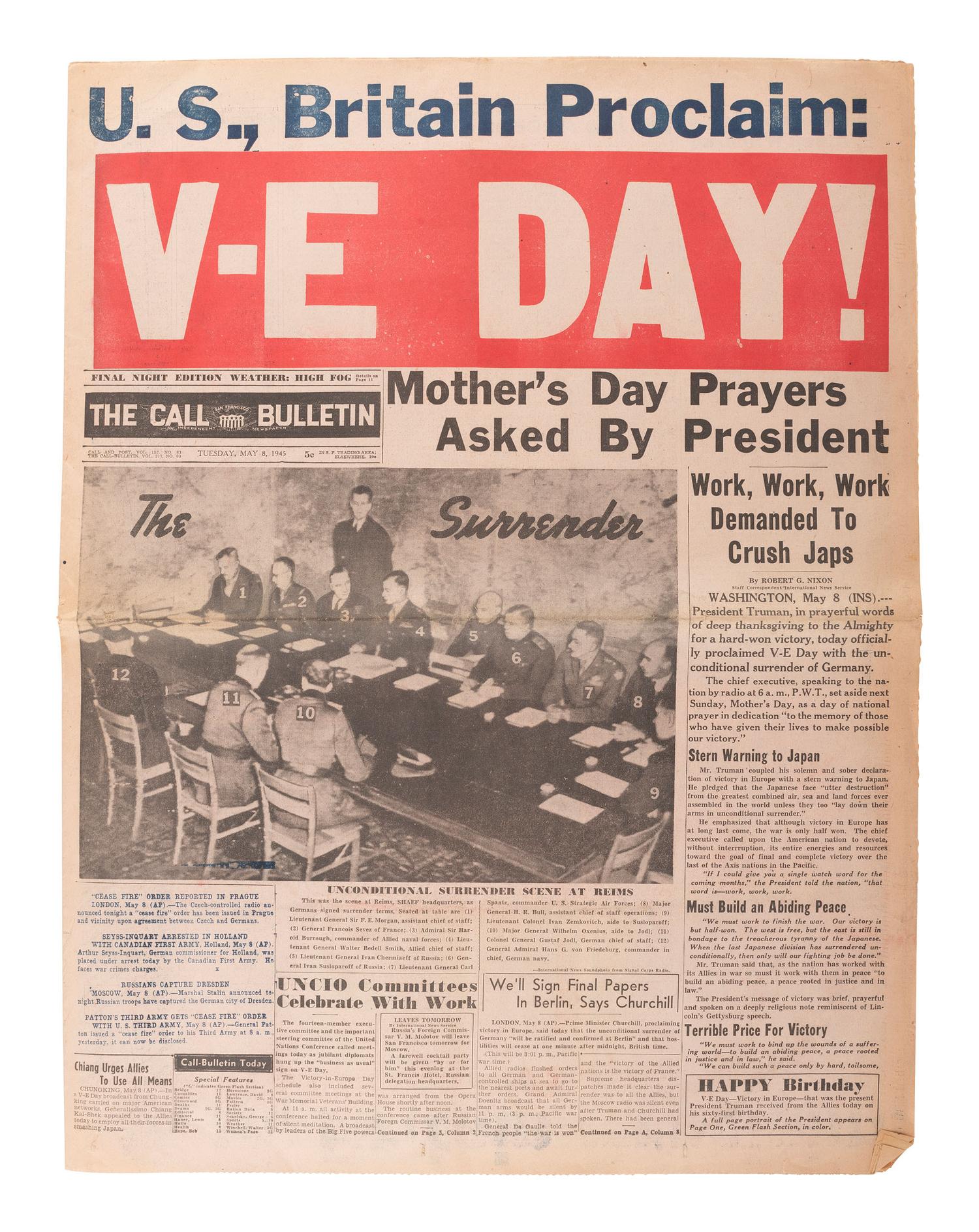 [WORLD WAR II]. Group incl. signatures of CMOH recipient Gen. James H. DOOLITTLE.
