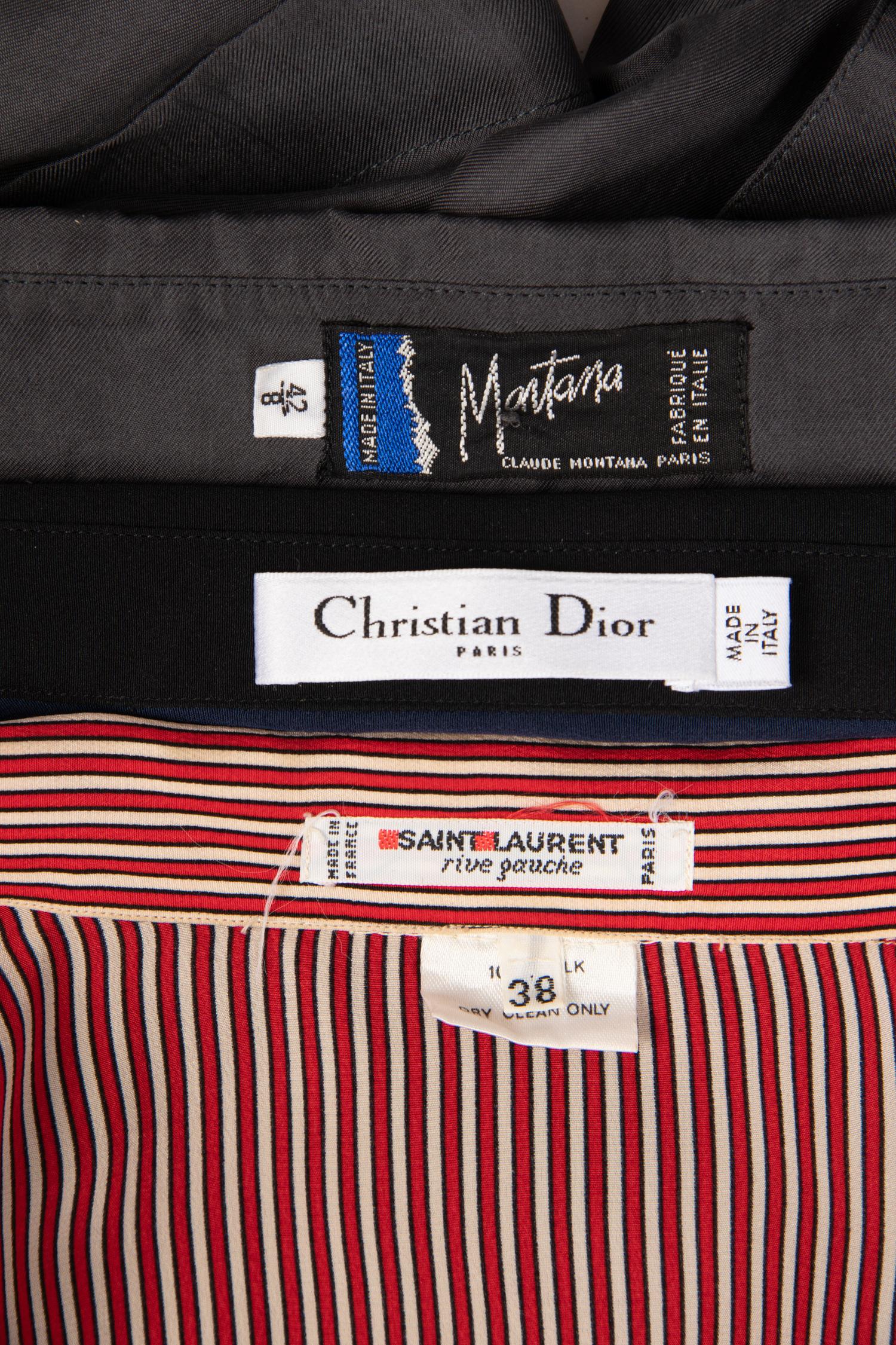 Three Designer Dress Shirts by Christian Dior, Yves Saint Laurent, and Claude Montana, 1980-2000s