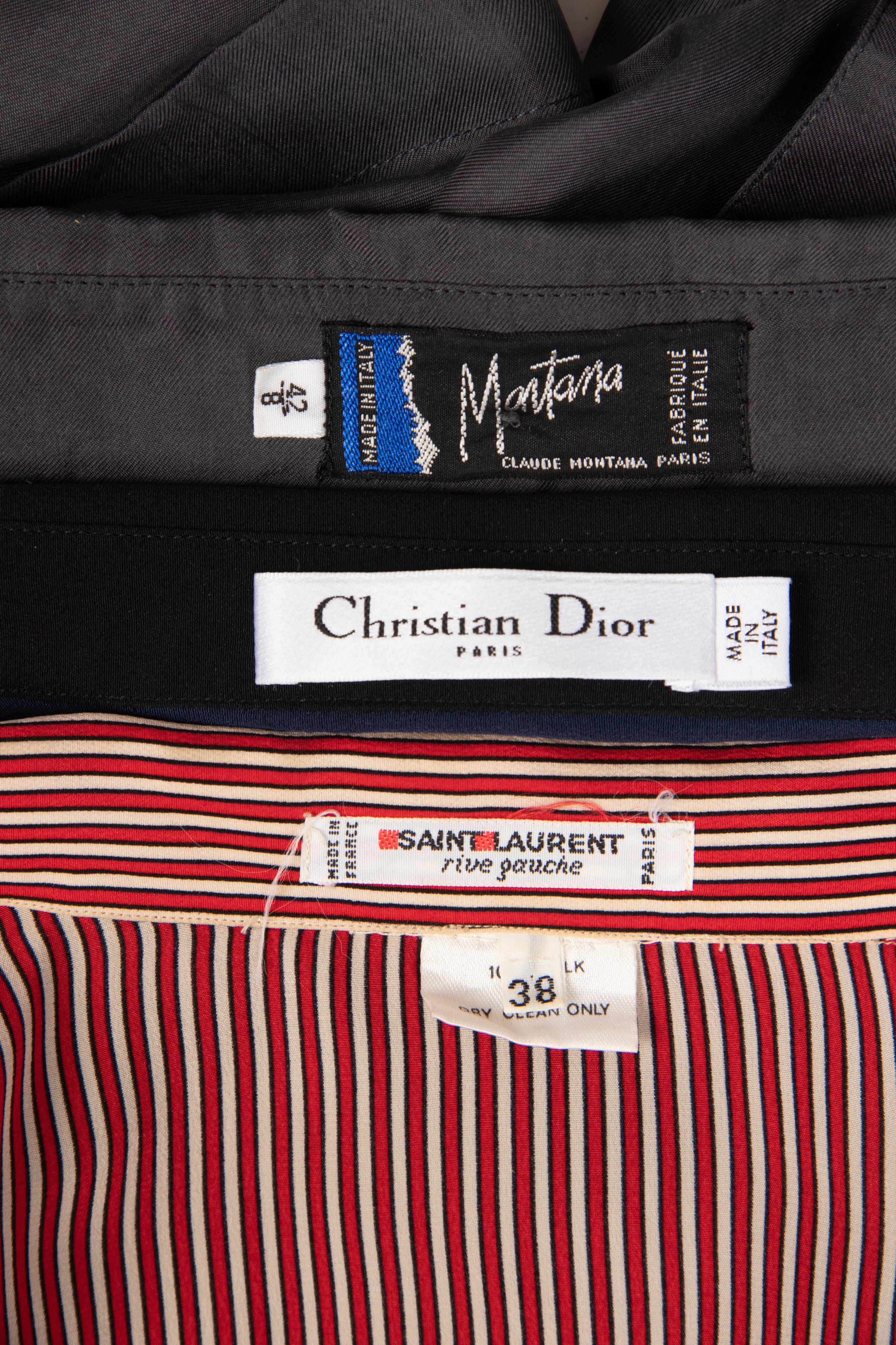 Three Designer Dress Shirts by Christian Dior, Yves Saint Laurent, and Claude Montana, 1980-2000s