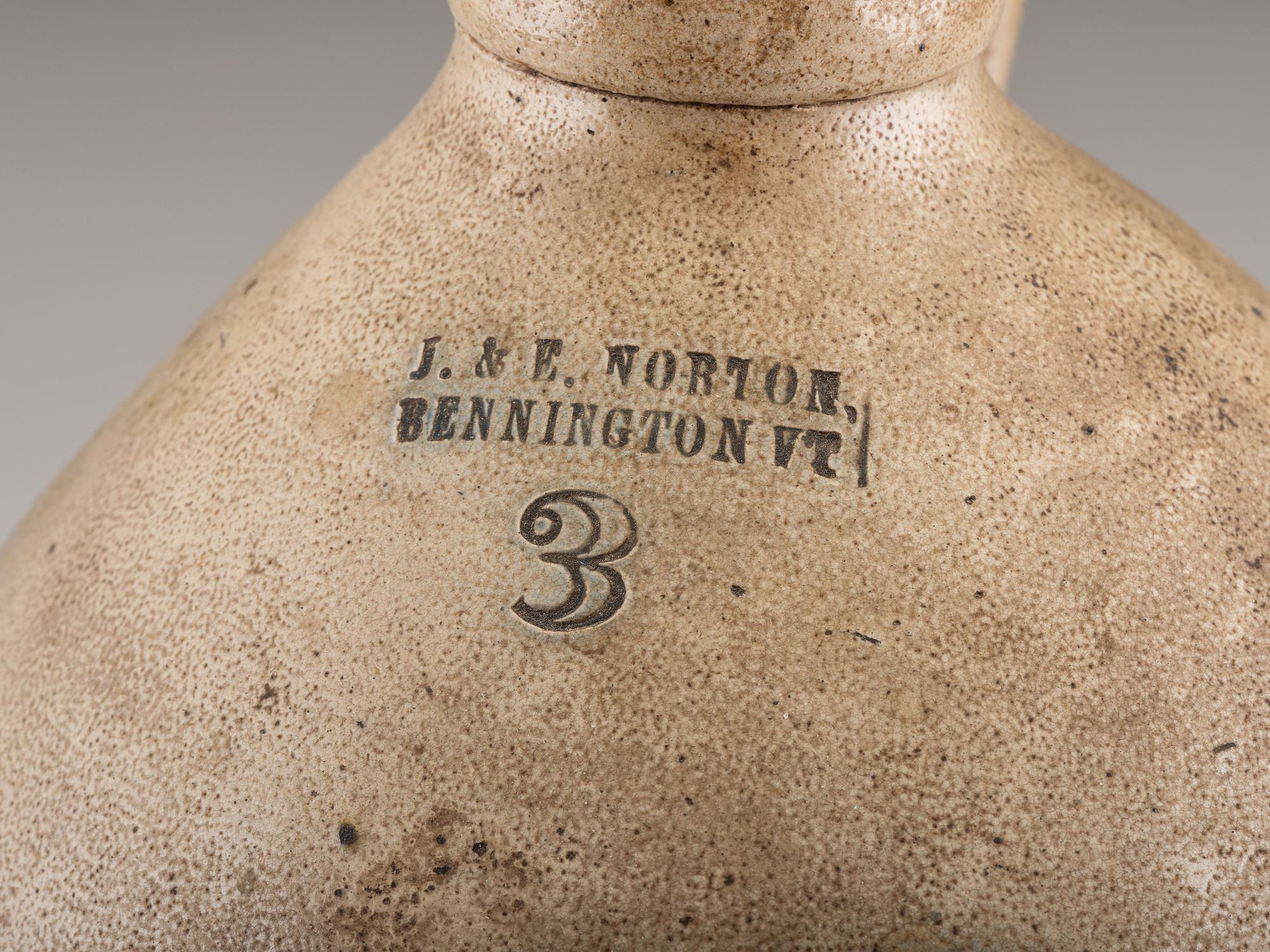 A J and E Norton Cobalt Decorated Stoneware Three-Gallon Jug