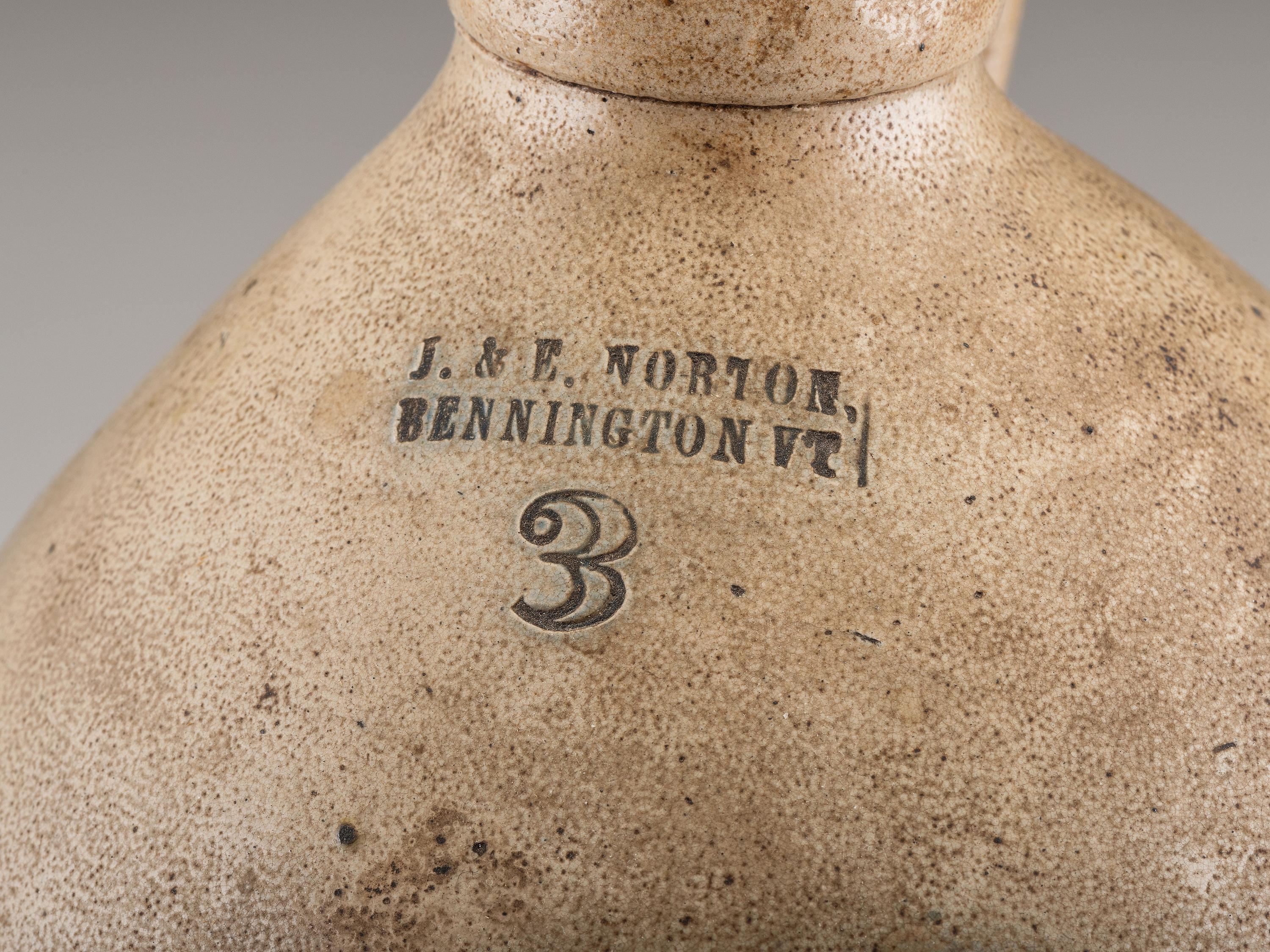 A J and E Norton Cobalt Decorated Stoneware Three-Gallon Jug