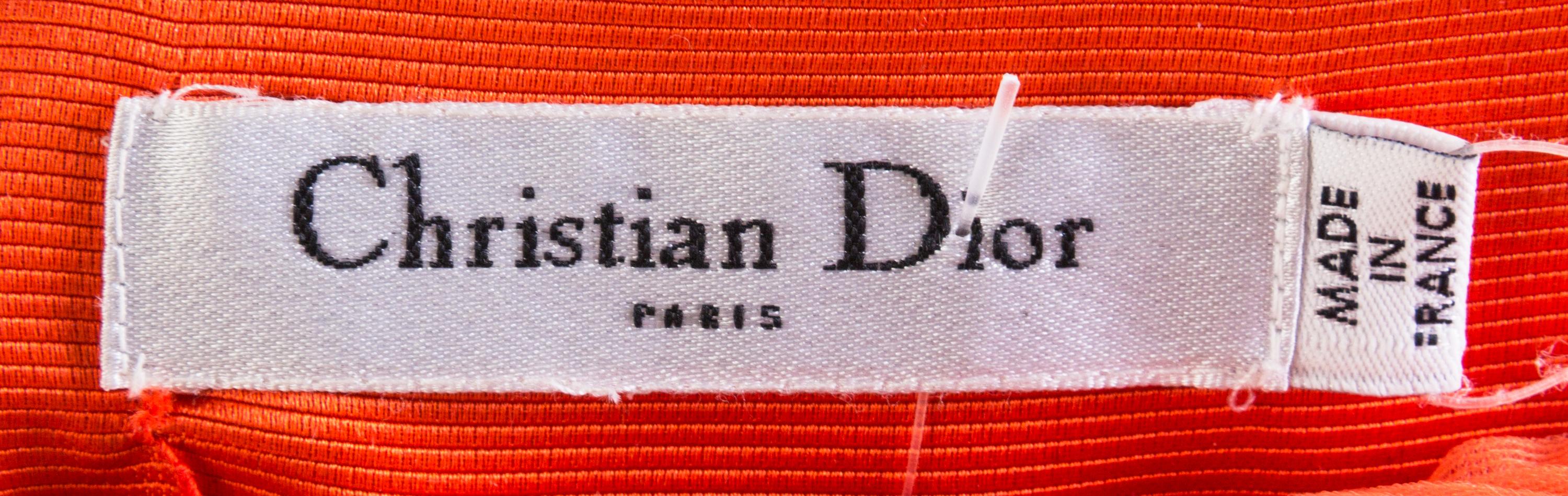 A Christian Dior Orange Strapless Silk Dress, Size 6.
