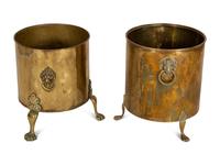 A Near Pair of English Brass Jardinières