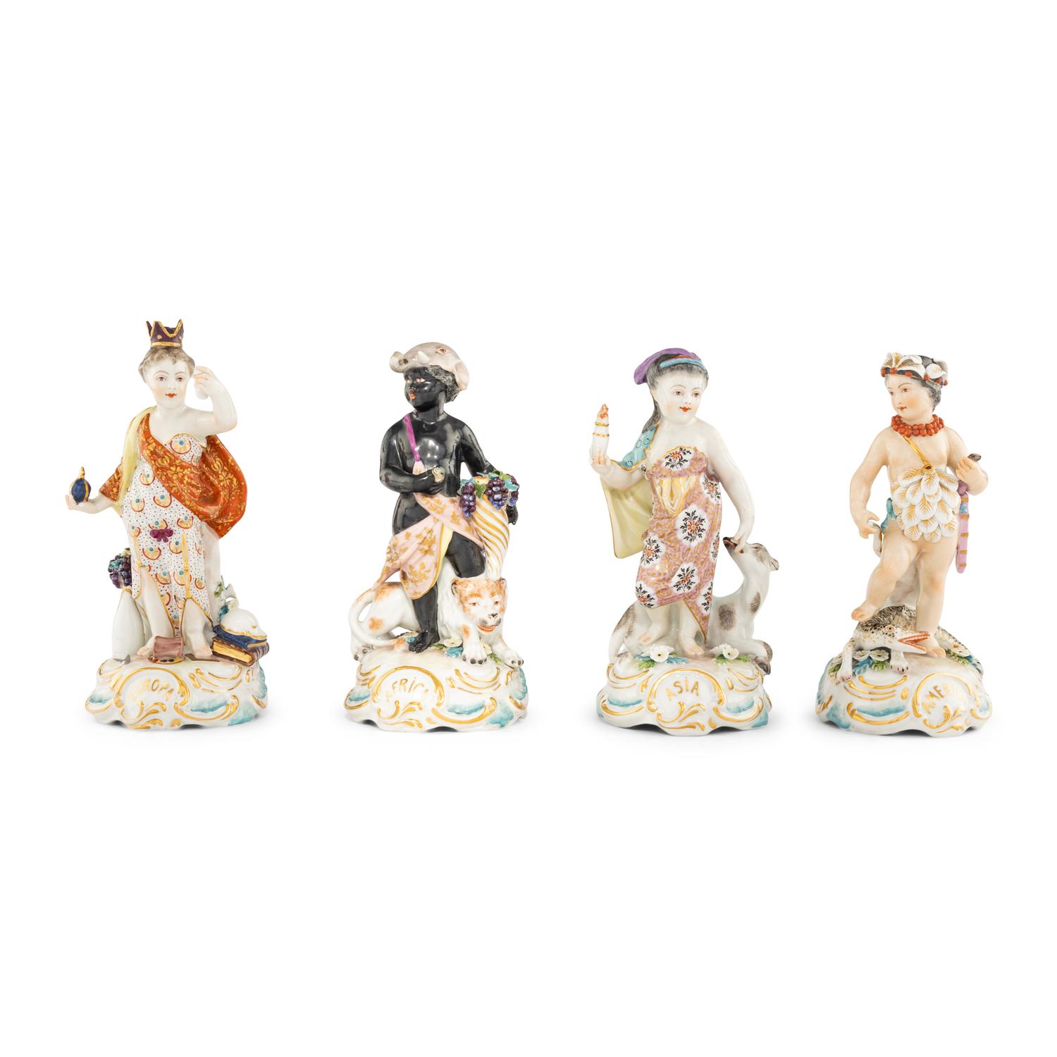 A Set of Four Chelsea Porcelain Figures Allegorical of the Continents