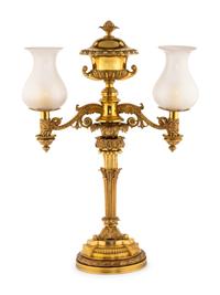 A Pair of George IV Gilt Bronze Colza Lamps