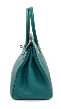 An Hermes Malachite Togo 30cm Birkin Handbag, 12" x 8.5" x 6".