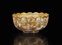 A small, finely-decorated Satsuma-type bowl, signed, Meiji period 薩摩燒式小碗 富士山製款 明治