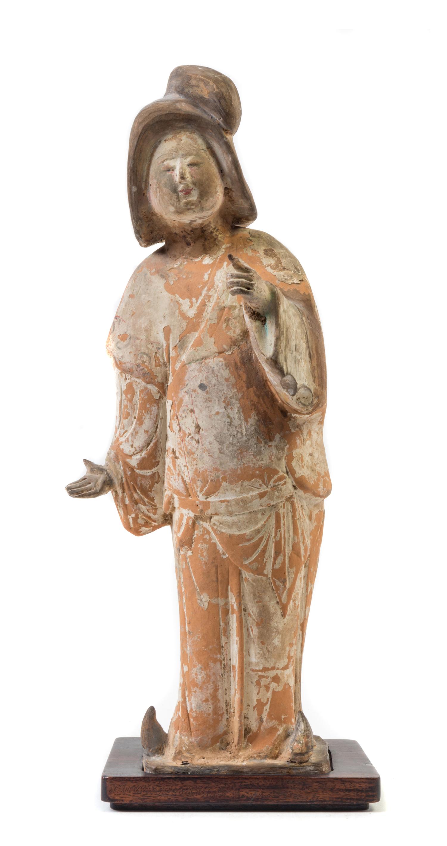 A Painted Pottery Figure of a Fat Lady — TANG DYNASTY