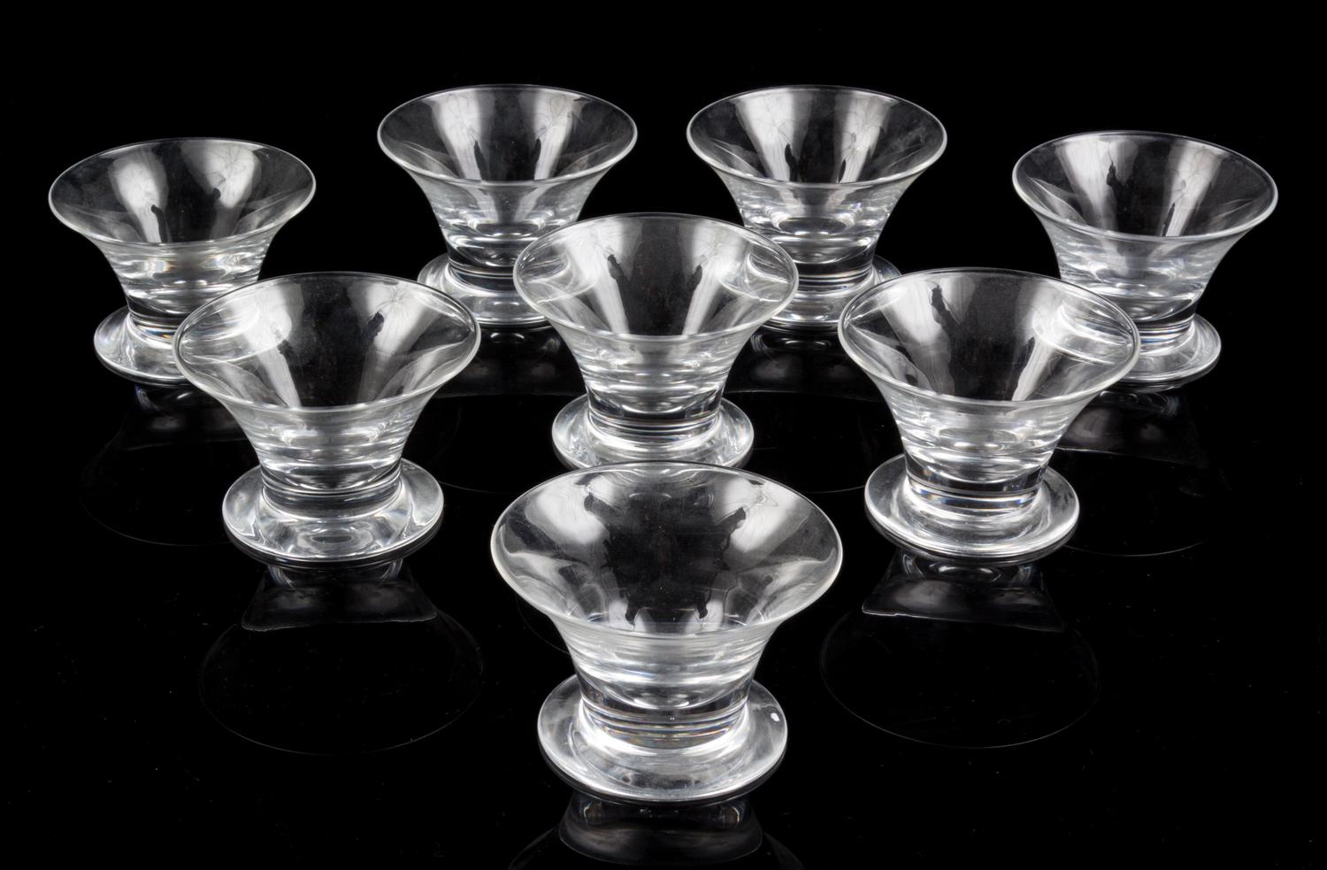 A Set of Eight Steuben Sorbets Diameter 4 1/4 inches.