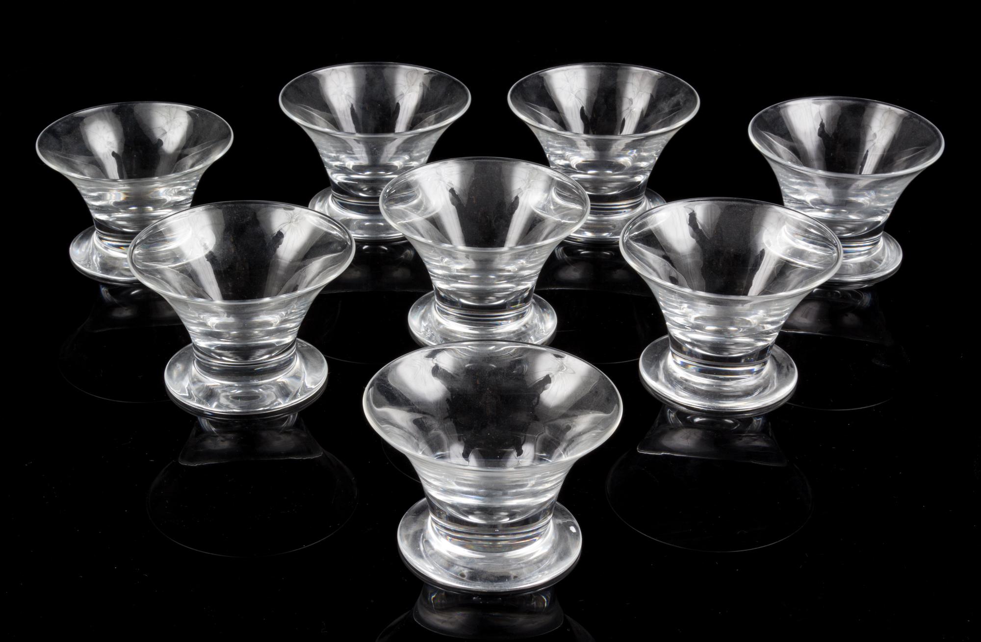 A Set of Eight Steuben Sorbets Diameter 4 1/4 inches.